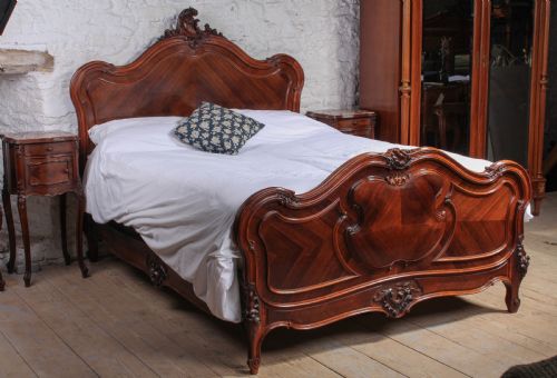 Very Beautiful Rosewood Louis Xv Style King Size Bed and Matching Bedsides