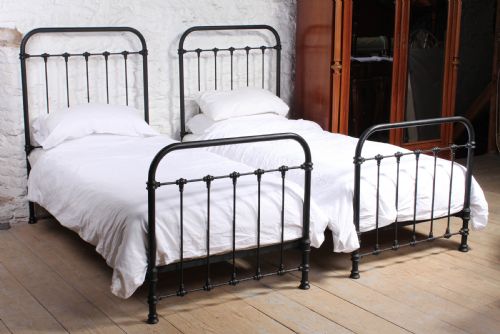 Very Nice Pair of French All Iron Single Beds