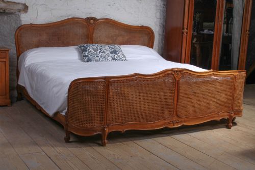 Fabulous French 2m X 2m Caned Corbeille Style Bed