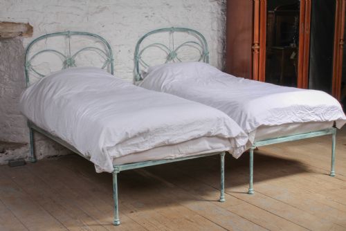 Lovely Hand Finished Pair of Iron Single Beds
