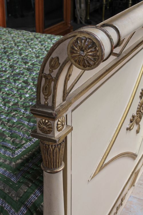 fig 1. Spectacular original paint and gilded Directoire style LIt Bateau with matching bedside 