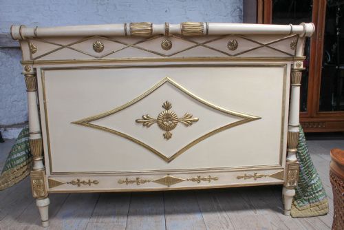 fig 3. Spectacular original paint and gilded Directoire style LIt Bateau with matching bedside 