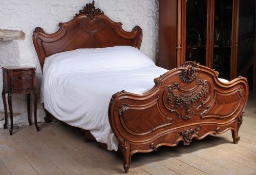 Spectacular Walnut Louis Xv Style King Size Bed