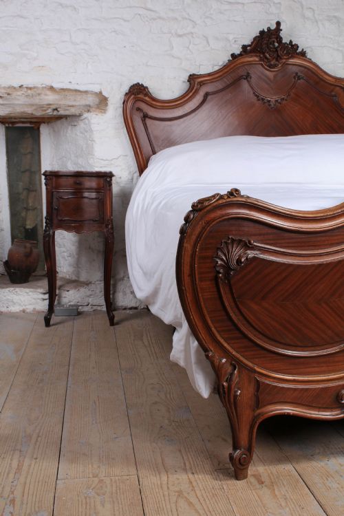 fig 1. Spectacular walnut Louis XV style king size bed