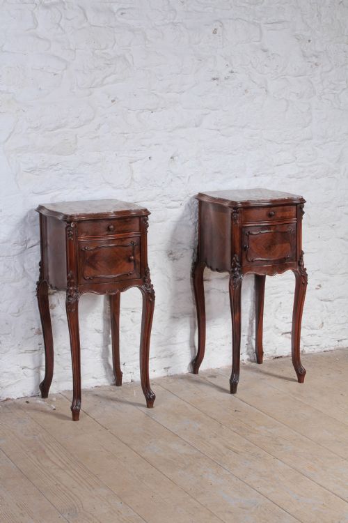 Very Nice True Pair of Rosewood Louis Xv Style Bedsides