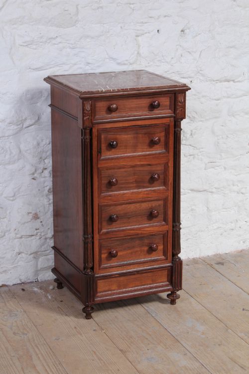 Attractive Tall Walnut Bedside with Drawers