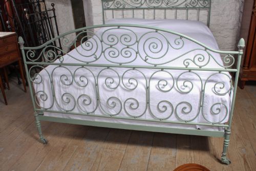 fig 4.  Beautiful and unusual hand forged and painted wrought iron French king size bed 