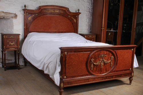 Handsome Mahogany and Fruit Wood King Size Bed with Matching Bedsides