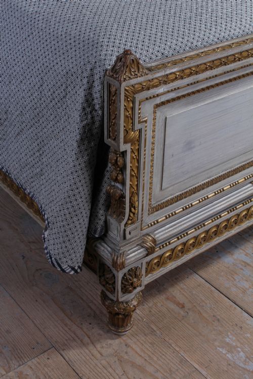 fig 4. Absolutely stunning original European king size gilded and painted wooden French Bed