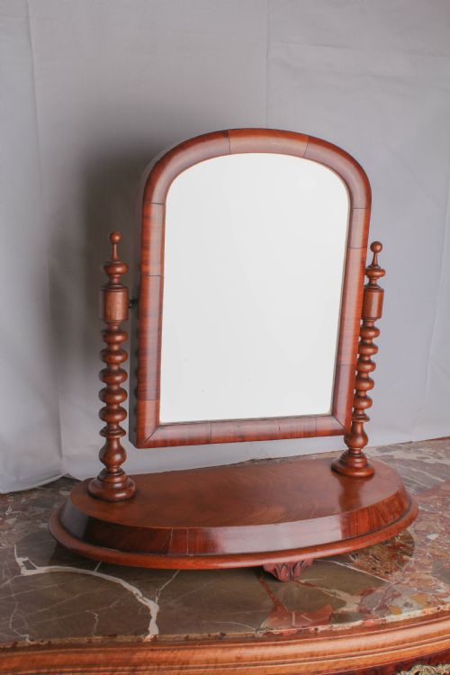 Oval Top and Turned Columns Victorian Dressing Mirror