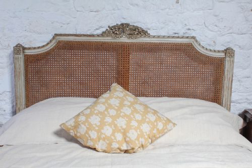 fig 1. Pretty French caned double bed with original aged paint