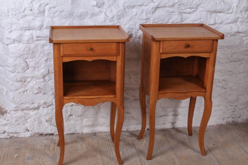 Pair of Simple Oak Louis Xv Style Bedsides
