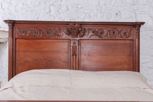 fig 1. Lovely French provincial carved oak king size bed