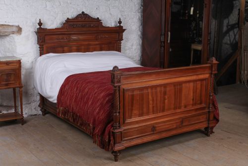fig 1. Attractive Empire style French solid walnut double bed