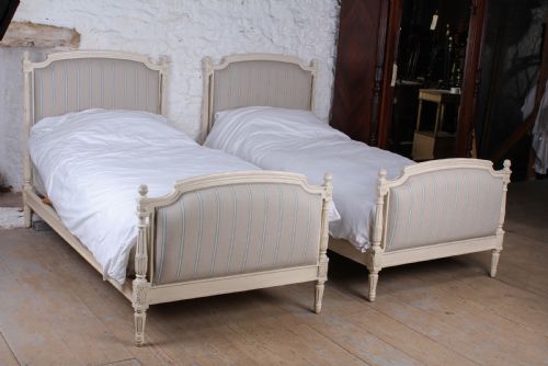 Lovely Pair of Matching French Upholstered Single Beds