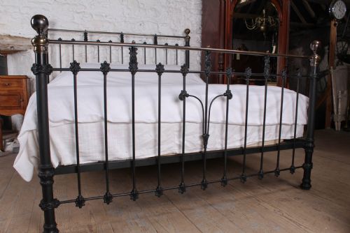 fig 1. Handsome classic Victorian super king size black and brass bed
