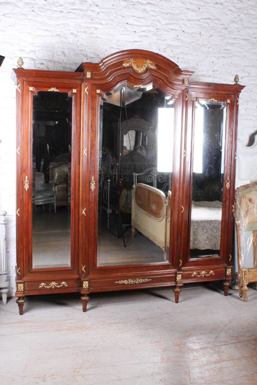 Magnificent Mahogany and Fruitwood Three Door Armoire