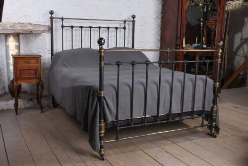 Handsome Individual Victorian King Size Brass and Iron Bed