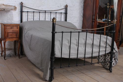 Classic Edwardian Dip Rail Brass and Black Double Bed