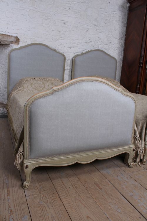fig 1. Nice pair of painted upholstered Louis XV style single beds