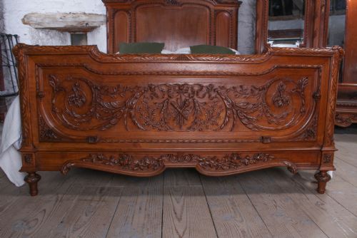 fig 1. The most beautiful French carved solid walnut bedroom suite with king size bed