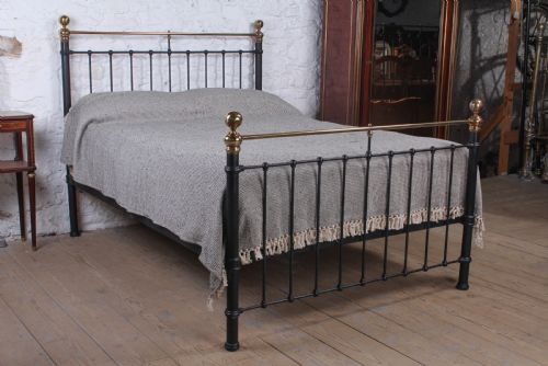 Classic Victorian King Size Black and Brass Bedstead