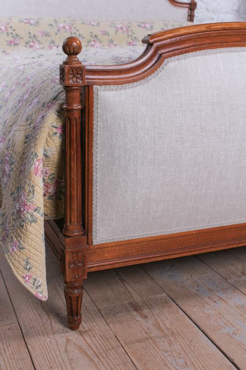 fig 1. Newly upholstered walnut French Empire style king size bed