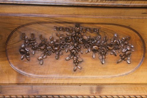 fig 2. Impressive and beautiful large king size carved walnut bed and matching bedsides.