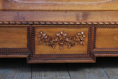 fig 3. Impressive and beautiful large king size carved walnut bed and matching bedsides.