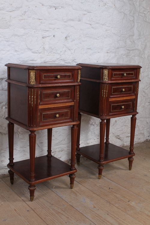 Handsome Pair of French Mahogany Bedsides
