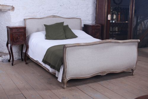 Newly Upholstered King Size French Lit Bateau Style Bed