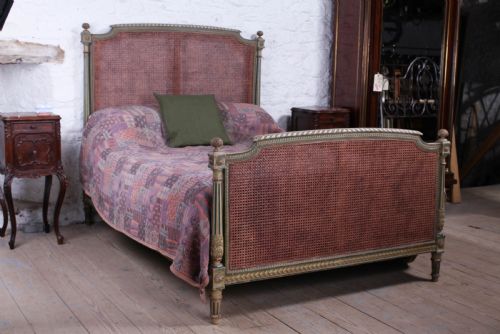 Lovely French King Size Caned/bergere Bed