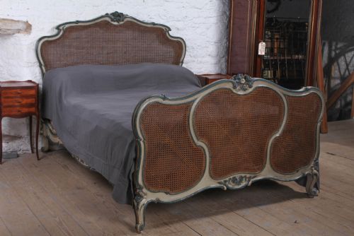 Art Nouveau Style French King Size Caned/bergere Bed