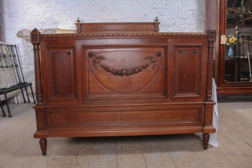 fig 2. Carved oak French gentlemans double bed 