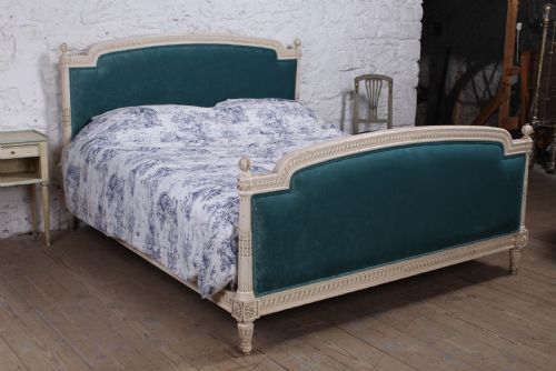 Handsome Carved French Super King Size Upholstered Bed
