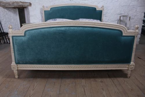 fig 1. Handsome carved French super king size upholstered bed