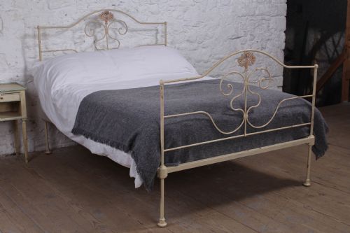 Lovely Aged  Paint Forged Iron Double Bed