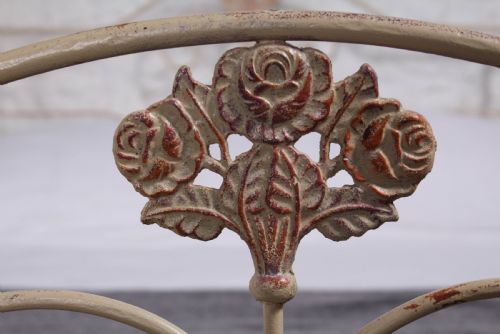 fig 1. Lovely aged  paint forged iron double bed 