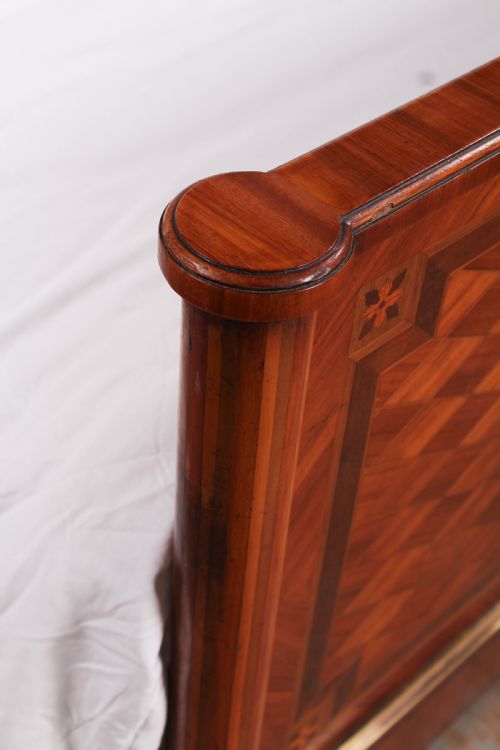 fig 2. Very handsome mahogany and fruit wood parquetry king size bed