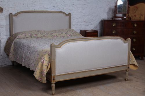 Lovely Newly Upholstered Gilded Louis Xvi Style King Size Bed.
