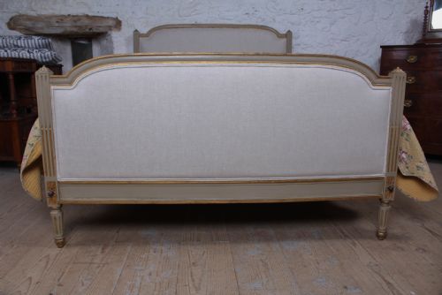 fig 1. Lovely newly upholstered gilded Louis XVI style king size bed.