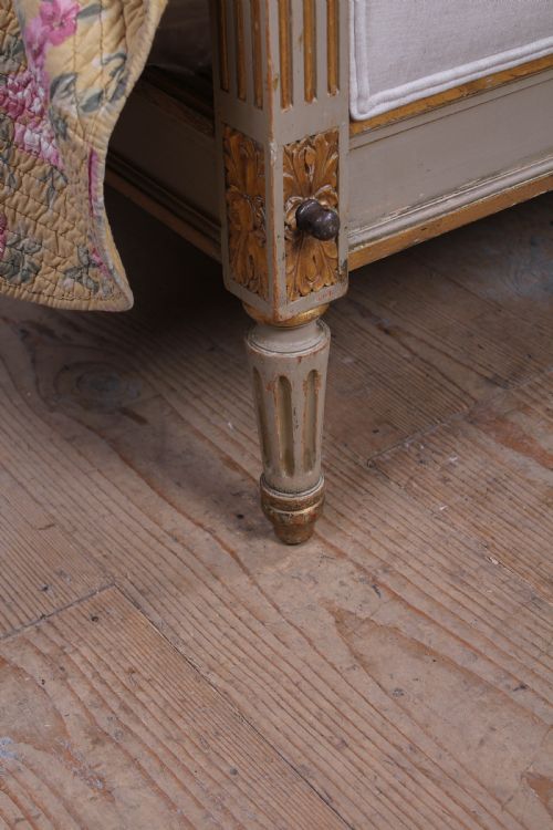fig 2. Lovely newly upholstered gilded Louis XVI style king size bed.