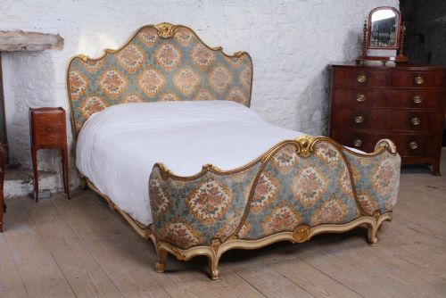Fabulous Rococo Style French Upholstered Bed with Original Fabric