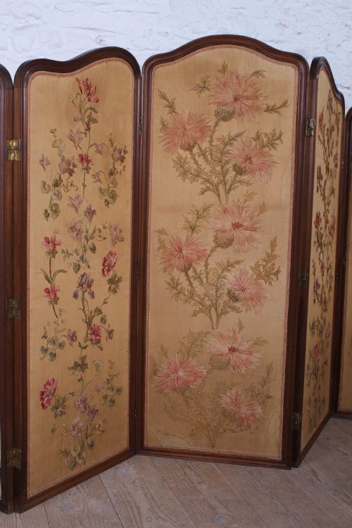 fig 1. Beautiful old Art Noveau five fold appliqué screen