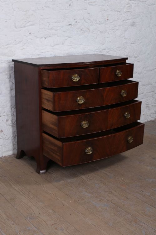 fig 1. Lovely mahogany bow fronted chest of drawers