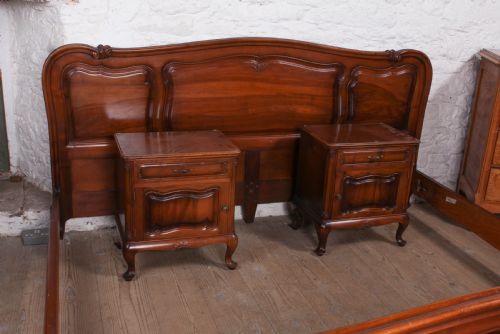 fig 1. 2 meter wide super king size solid walnut bed with matching bedsides