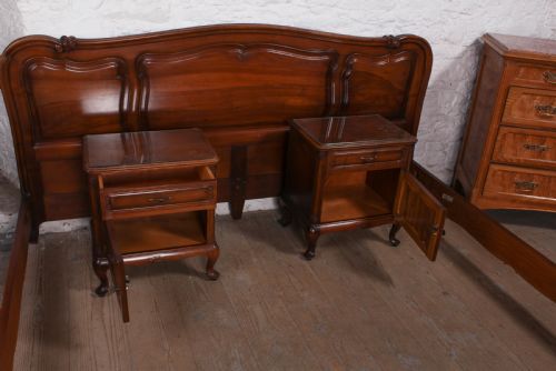 fig 2. 2 meter wide super king size solid walnut bed with matching bedsides