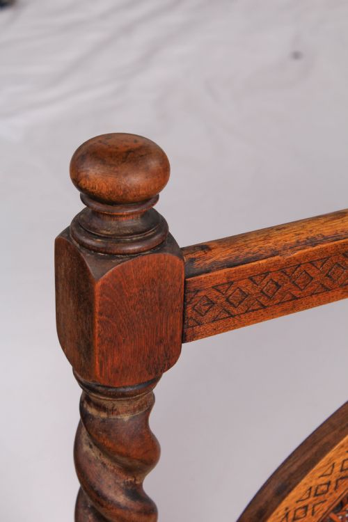 fig 1. Individual 1930s oak caned double bed 