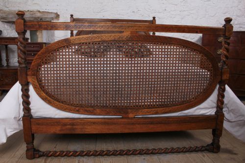 fig 2. Individual 1930s oak caned double bed 