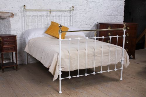Classic Victorian White and Brass Double Bed